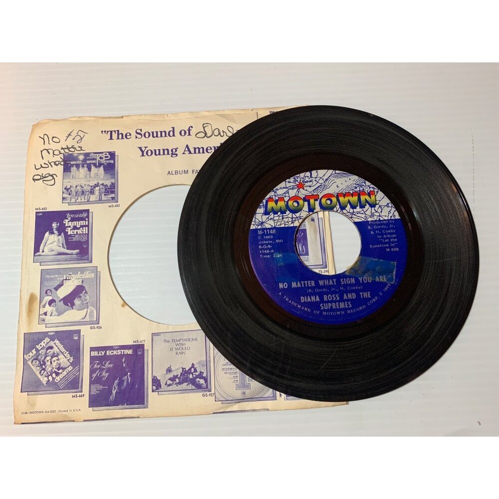 Diana Ross & The Supremes 45 RPM Vinyl Record "No Matter What Sign You Are" & "T